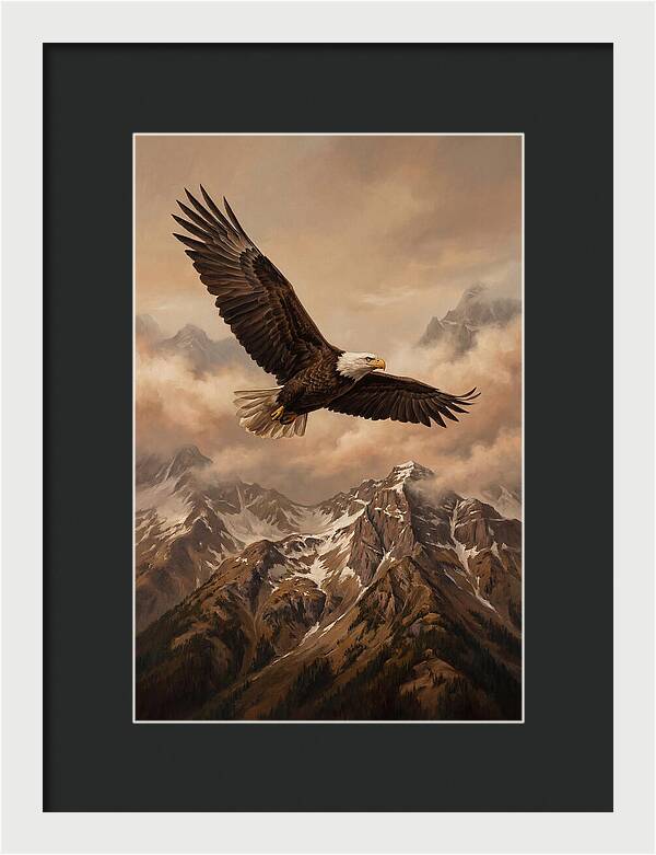 Bald Eagle Soaring Above Peaks