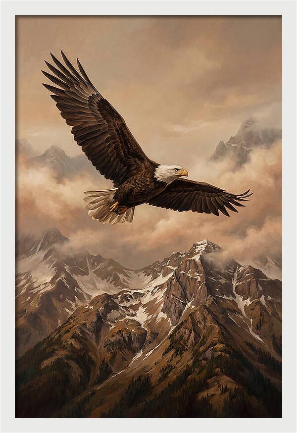 Bald Eagle Soaring Above Peaks