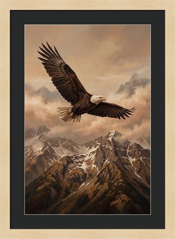 Bald Eagle Soaring Above Peaks