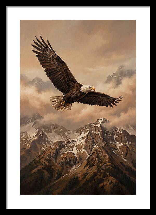 Bald Eagle Soaring Above Peaks
