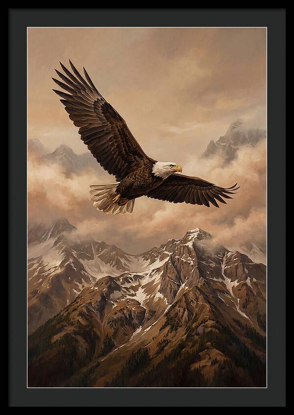 Bald Eagle Soaring Above Peaks
