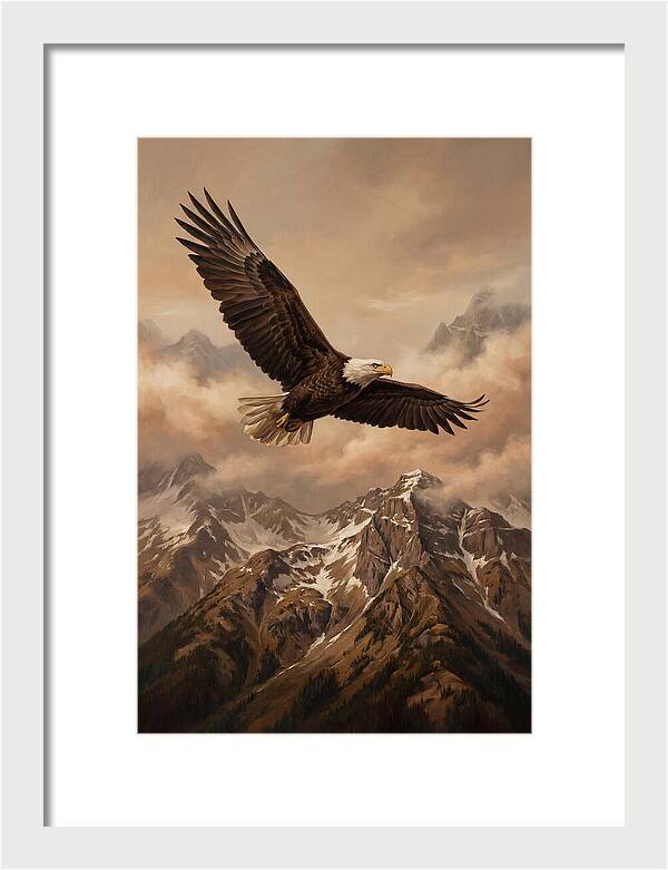Bald Eagle Soaring Above Peaks
