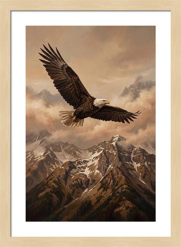 Bald Eagle Soaring Above Peaks