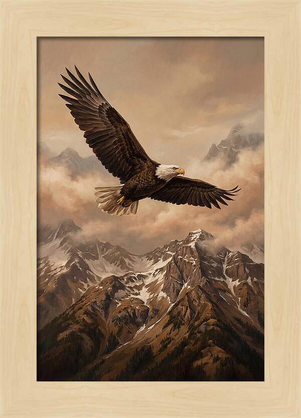 Bald Eagle Soaring Above Peaks