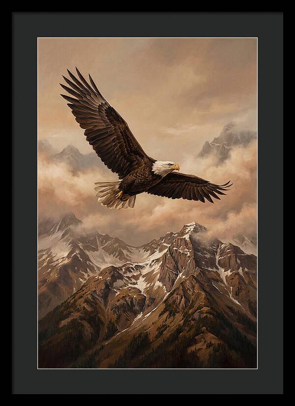 Bald Eagle Soaring Above Peaks