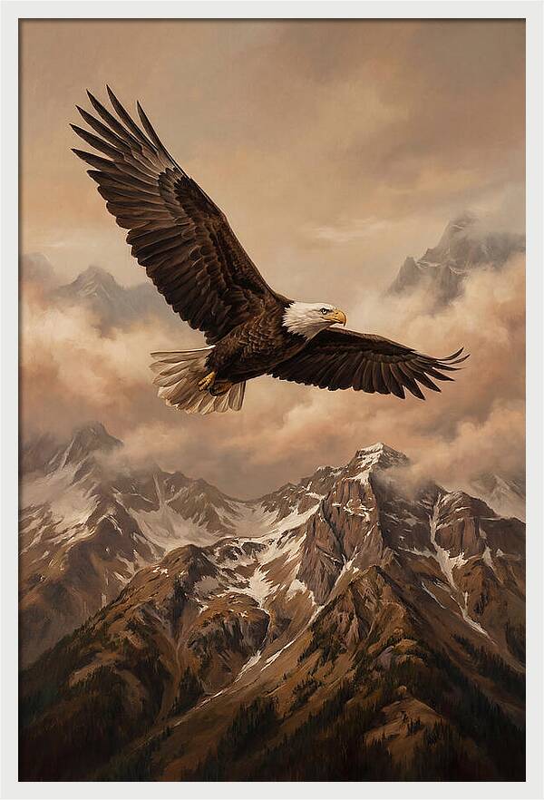 Bald Eagle Soaring Above Peaks