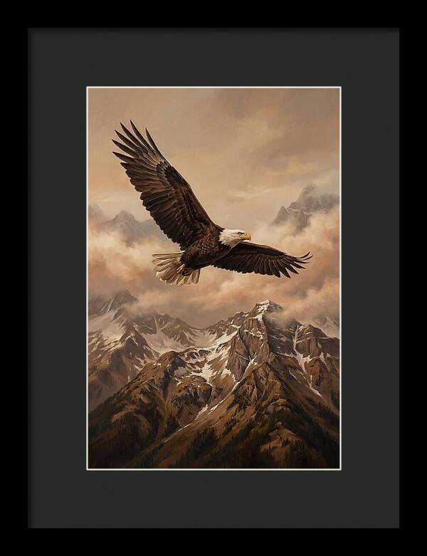 Bald Eagle Soaring Above Peaks
