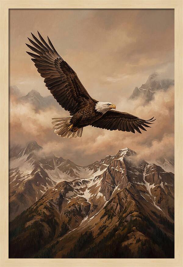 Bald Eagle Soaring Above Peaks