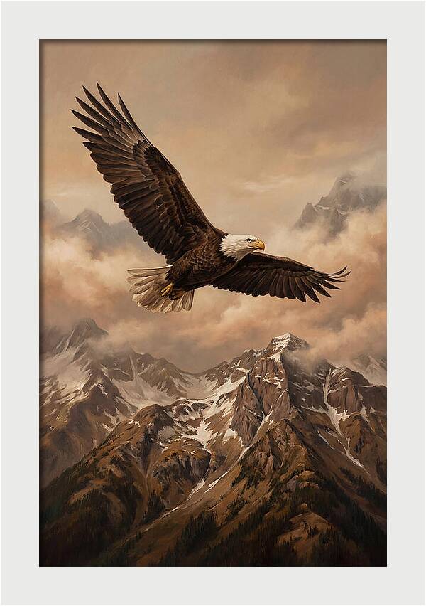 Bald Eagle Soaring Above Peaks