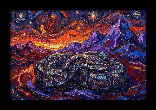Ball Python In Vibrant Landscape