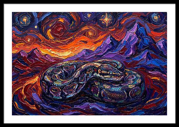Ball Python In Vibrant Landscape