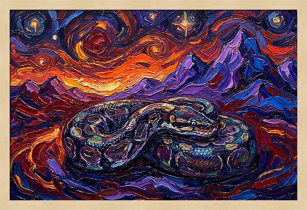 Ball Python In Vibrant Landscape