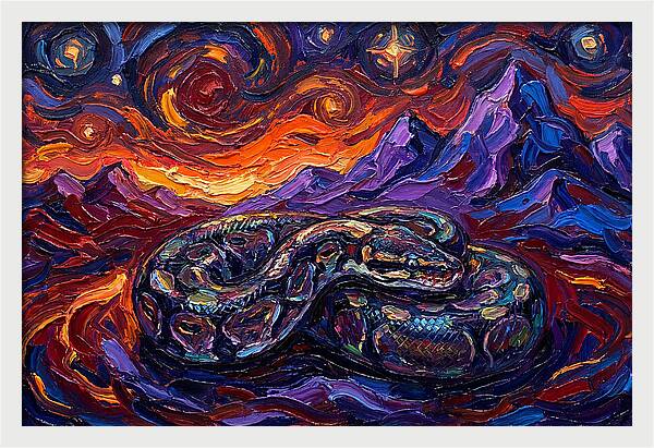 Ball Python In Vibrant Landscape