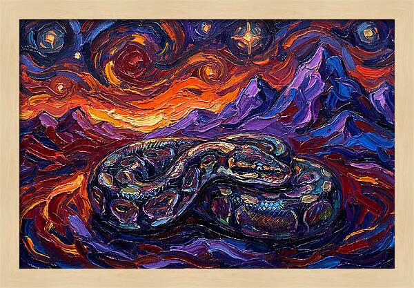 Ball Python In Vibrant Landscape