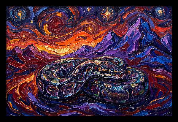 Ball Python In Vibrant Landscape