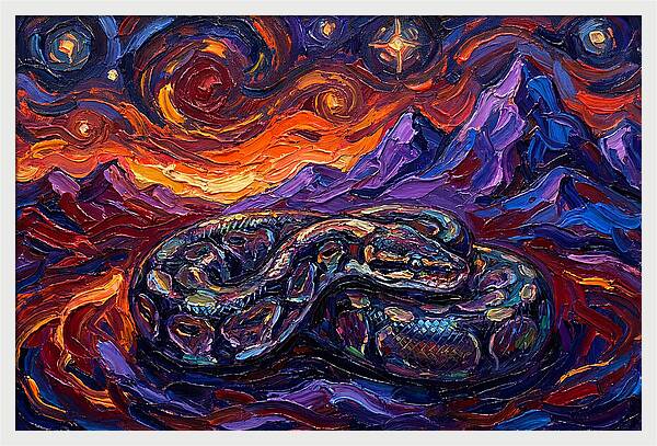 Ball Python In Vibrant Landscape