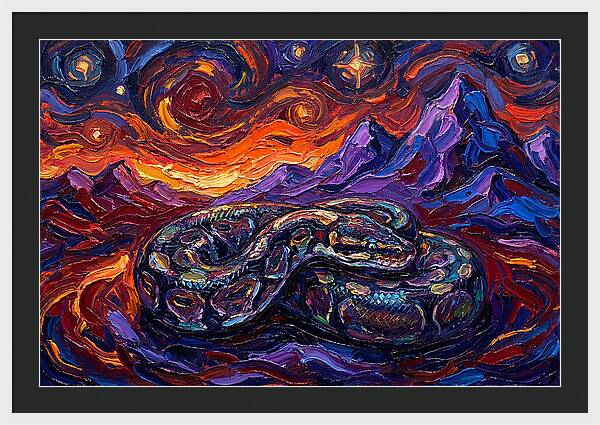 Ball Python In Vibrant Landscape