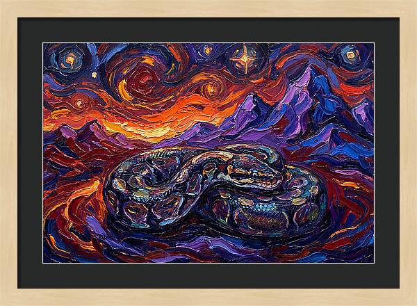 Ball Python In Vibrant Landscape
