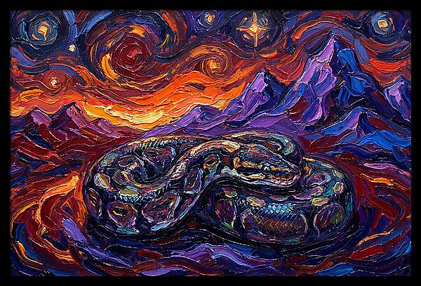 Ball Python In Vibrant Landscape