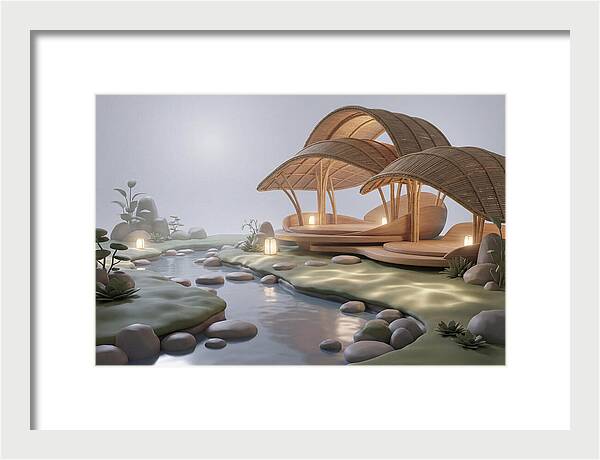 Bamboo Tea House Beside Tranquil Garden