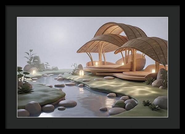 Bamboo Tea House Beside Tranquil Garden