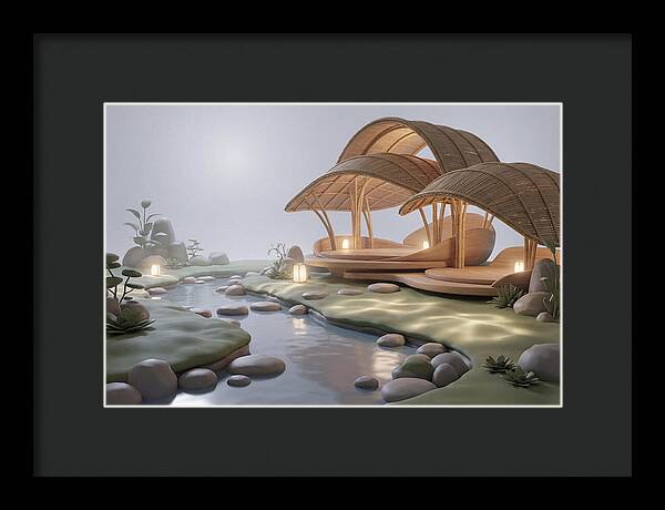Bamboo Tea House Beside Tranquil Garden
