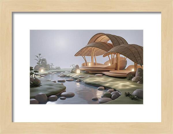 Bamboo Tea House Beside Tranquil Garden
