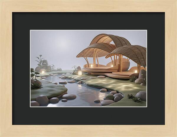 Bamboo Tea House Beside Tranquil Garden