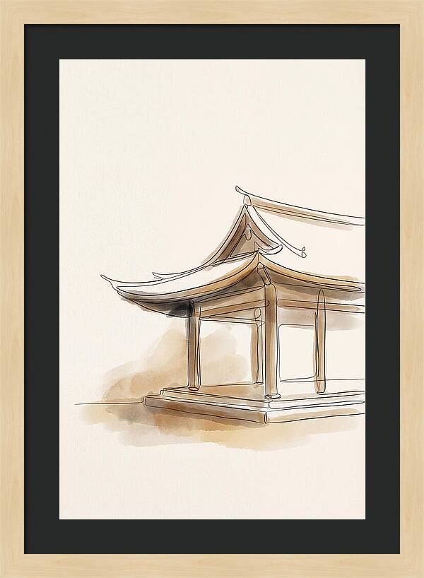 Bamboo Temple With Curved Roof