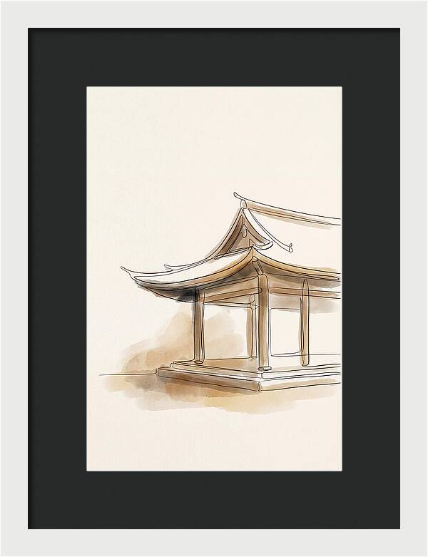 Bamboo Temple With Curved Roof