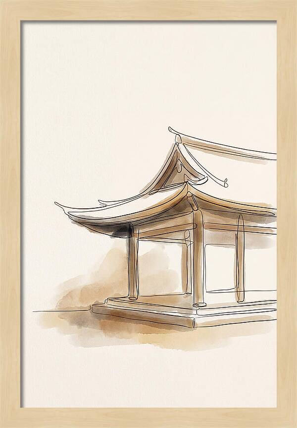 Bamboo Temple With Curved Roof