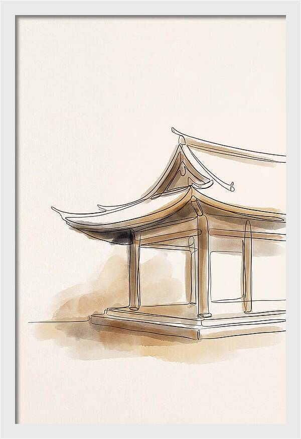 Bamboo Temple With Curved Roof