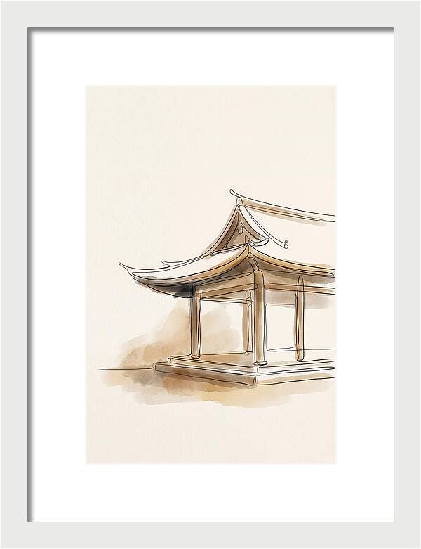 Bamboo Temple With Curved Roof