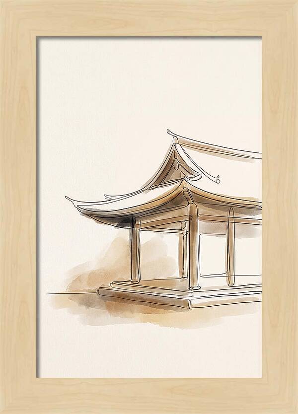 Bamboo Temple With Curved Roof