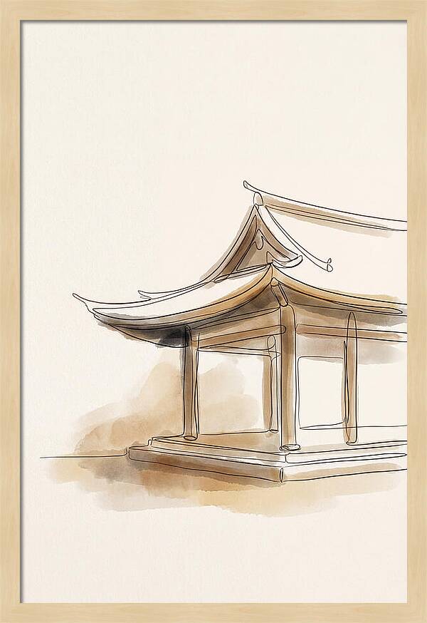 Bamboo Temple With Curved Roof