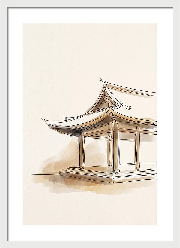 Bamboo Temple With Curved Roof