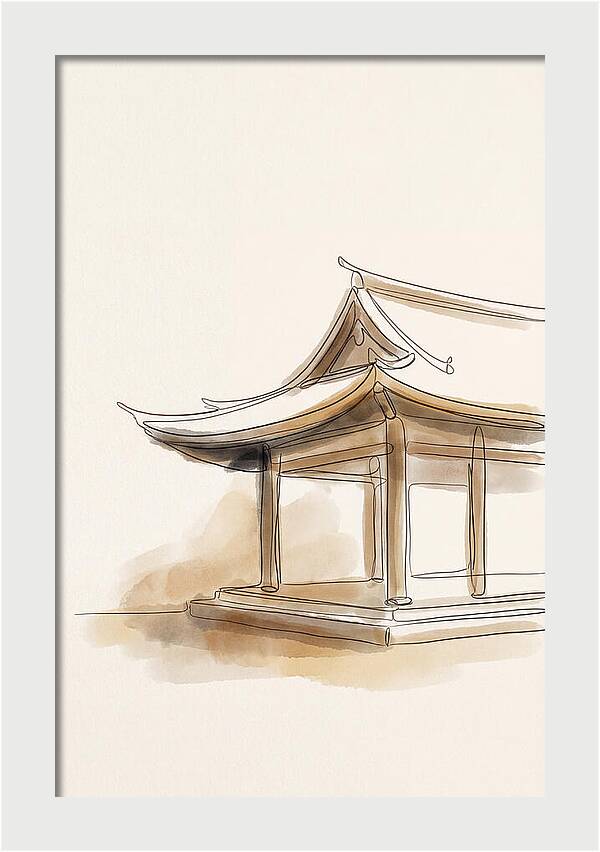 Bamboo Temple With Curved Roof