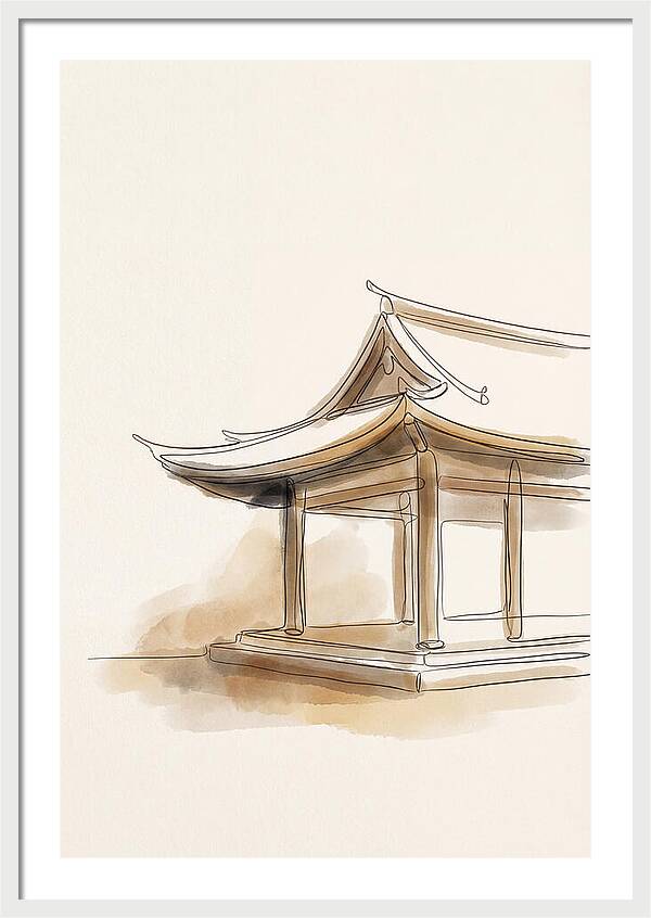Bamboo Temple With Curved Roof