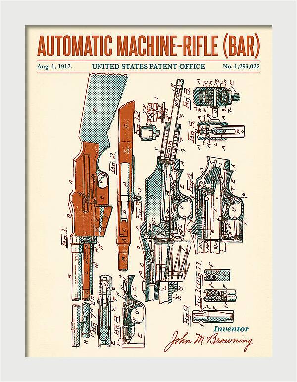 Bar Automatic Rifle Bar Retro Patent Us1293022