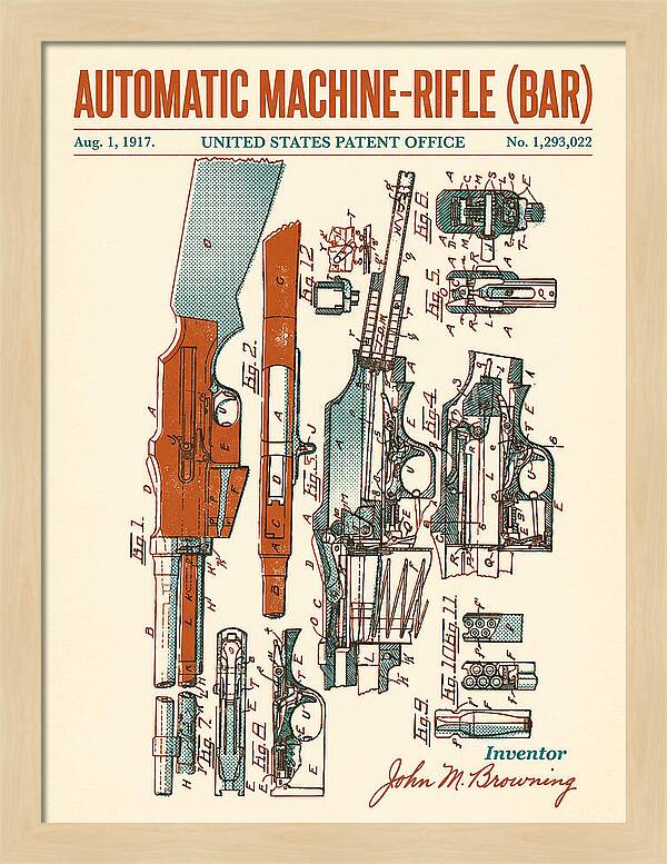 Bar Automatic Rifle Bar Retro Patent Us1293022