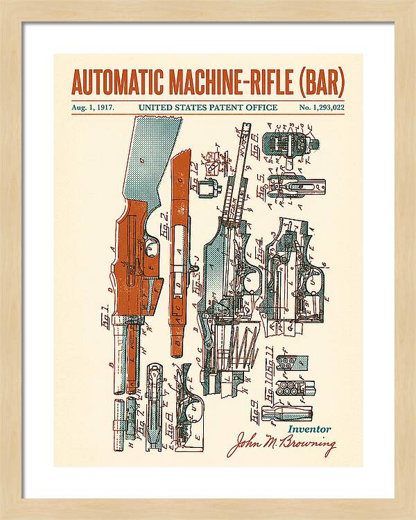 Bar Automatic Rifle Bar Retro Patent Us1293022