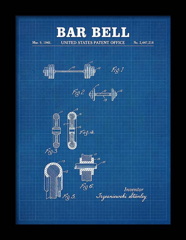 Bar Bell Dumbbell Blueprint Patent Us2447218a
