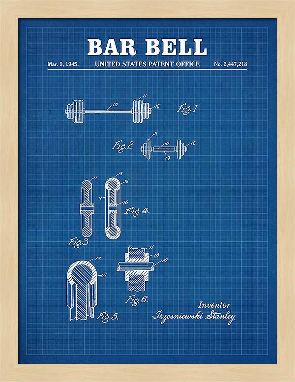 Bar Bell Dumbbell Blueprint Patent Us2447218a