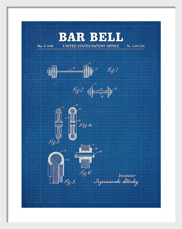 Bar Bell Dumbbell Blueprint Patent Us2447218a