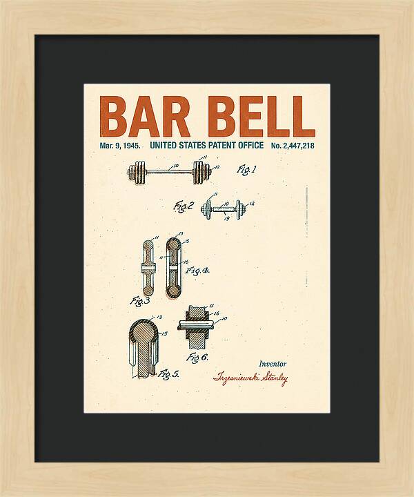 Bar Bell Dumbbell Retro Patent Us2447218a