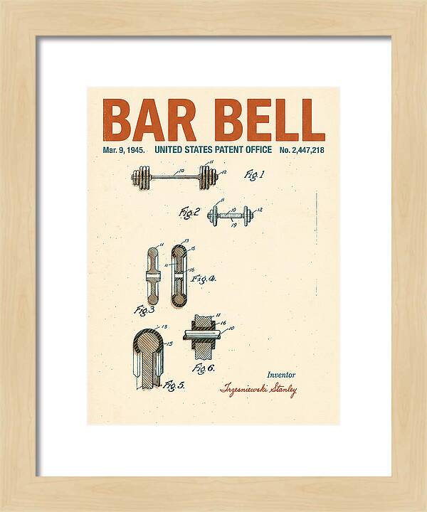 Bar Bell Dumbbell Retro Patent Us2447218a