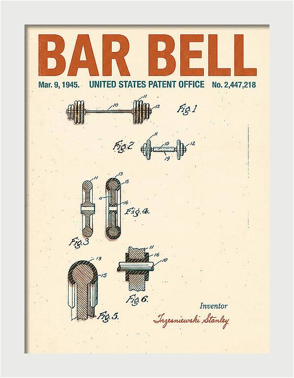 Bar Bell Dumbbell Retro Patent Us2447218a