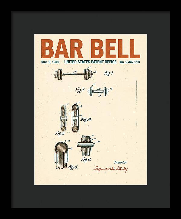 Bar Bell Dumbbell Retro Patent Us2447218a