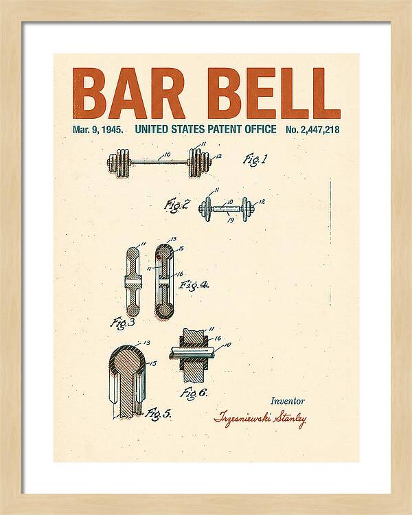 Bar Bell Dumbbell Retro Patent Us2447218a