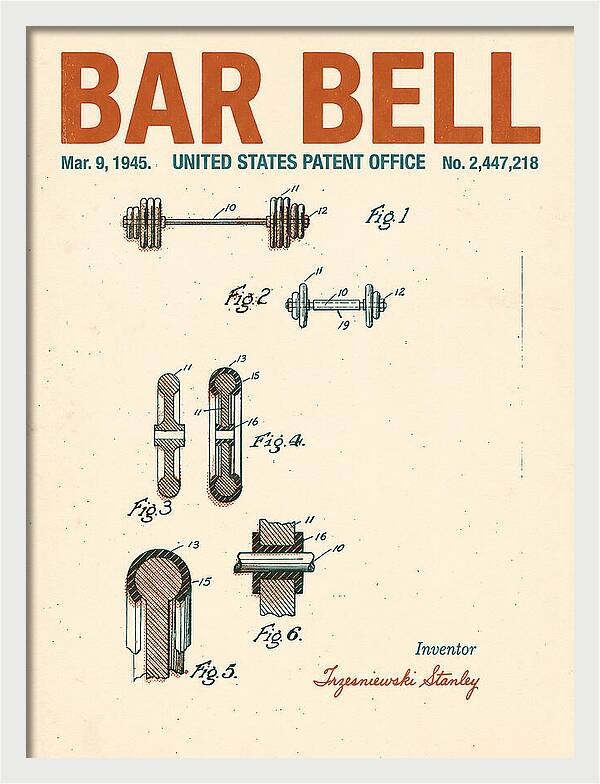 Bar Bell Dumbbell Retro Patent Us2447218a